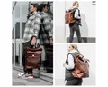 Corno d´Oro Rucksack Herren Leder Groß Handmade Rolltop Lederrucksack Damen, für 17 Zoll Laptop, verstellbares Volumen, viele Fächer