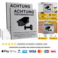 Videoüberwachung Warnschild 15x15cm Aluminium Selbstklebend DSGVO Hin