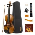 4/4 Violine Geige für Erwachsene aus Massivholz Geigenset mit Hartschalenkoff...