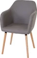 Esszimmerstuhl Malmö T381, Stuhl Küchenstuhl, Retro 50er Jahre Design Kunstleder, taupe-grau, helle Beine