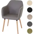 Einzelst�ck | Esszimmerstuhl Malmö T381, Stuhl Küchenstuhl, Retro 50er Jahre Design ~ Kunstleder, taupe-grau, helle Beine