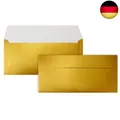 100 Gold-Metallic Brief-Umschläge DIN Lang - 11 x 22 cm - Haftklebung -