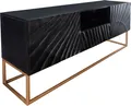 Massives TV Lowboard SCORPION 160cm schwarz Mangoholz aufwendige 3D Schnitzereien Sideboard TV Schrank