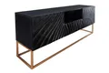 TV Lowboard 160 cm in Schwarz Gold Handarbeit Mangoholz Metall Fernsehboard