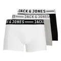 JACK & JONES Herren Unterhosen Shorts Boxershorts Trunks 3er Pack, Farbe:Mehrfarbig, Wäschegröße:S, Artikel:- Light Grey Melange/Black/White