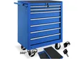 tectake Werkzeugwagen Werkstattwagen mit 7 Schubladen, blau, 7 kugelgelagerte Schubladen mit Antirutschmatten