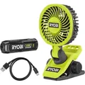 Ryobi - Rcf4-120g Tragbarer Ventilator-akku 4v 810fpm Ø 9 Cm Usb-c 1 X 2,0 Ah