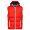 Men's Maritime Vest Modische Steppweste mit angeschnittener Kapuze weiß/rot, Gr. M