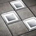 MeLiTec 3er Set - LED Solar Bodenleuchte SEL05 – Einbauleuchte für Pflastersteine, IP67, bis 750 kg, Edelstahl matt gebürstet, inkl. Akku - Silber