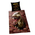 Herding Dino 3D Bettwäsche, Kopfkissenbezug ca. 80x80 cm, Bettbezug ca. 135x200 cm, mit leichtläufigem Reißverschluss, 100% Baumwolle, Renforcé