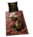 Herding Wendebettwäsche 135x200cm 3D Dino Jurassic, Renforcé, 2 teilig, Wendeoptik Dinosaurs Ruled Planet Earth, Reißverschluss