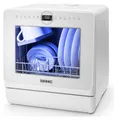 Duronic DW5 WE Tischgeschirrspüler, Mini Geschirrspüler für 3 Gedecke mit 6 Programmen, 5 l Wassertank, Wohnmobil, Küche, Camping oder Büro, 5 l Wassertank