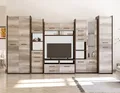 Wohnwand Anbauwand Schrankwand TV-Lowboard Sideboard Mokka (Eiche Cantenbury/Eiche Country Grey)