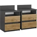 Nachttisch Vicco Monty Anthrazit/Goldkraft Eiche 2er Set, Model 40438 - Dunkelgrau/Braun