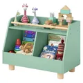 Bellabino Belly Bücherregal Kinder – Kinderregal mit 2 Fächern – Montessori Spielzeugregal mit Ablagefläche – Spielzeug Aufbewahrung Kinder Mintgrün/Natur – Kinderzimmer Möbel aus Holz 52x38x72 cm