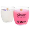 KONZEPT Kerzengläser 225 ml, 12 er Kerzen Gläser leer zum gießen, Teelichtgläser klein 8x7 cm