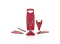 Börner V5 PowerLine Plus Set Gemüsehobel, Obst- & Gemüseschneider mit Fruchthalter, Scheibeneinschub, Sparschäler, 10 Schnittarten, 6 tlg. Set, Rot