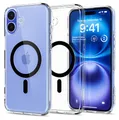 Spigen für iPhone 16 Hülle [Anti-Yellowing] Ultra Hybrid MagFit Case Handyhülle Transparent Dünn Slim Kompatibel mit MagSafe -Schwarz