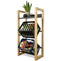 holz4home® Getränkekistenregal aus Bambus inkl. Edelstahlablage 3 Kisten I 56x32x112 cm I Massives Getränkeregal Metallstreben I Farbe: Schwarz I Kistenregal Weinregal für Keller