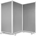 KARAT Filz Stellwand Dreiteilige Trennwand mit Rollen Doppelseitig Grau 180 x 180 cm
