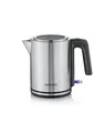 SEVERIN Wasserkocher 1L, elektrischer Wasserkocher mit Wasserstandsanzeige, Kalkfilter, XXL-Öffnung, leistungsstark & kompakt, 100% BPA-frei, 2.400 W, silber-schwarz/Edelstahl, WK 3489