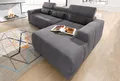 DOMO collection Ecksofa Brandon B/T: 289/177 cm, belastbar bis 140kg/ Sitz, L-Form, ohne Sitztiefenverstellung, Luxus-Microfaser, dunkelgrau