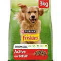 FRISKIES | Aktiv | Hund | Trockenfutter für ausgewachsene Hunde | mit Rindfleisch | hilft, EIN hohes Energieniveau aufrechtzuerhalten | Beutel | 3 kg