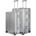 WINLIFE® SPARSET Koffer L+XL – 65cm & 75cm Hartschalenkoffer, ABS, Alu-Rahmen, TSA-Schloss, 4 Rollen, robuster & leichter Reisekoffer Silber - Silber