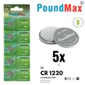 5 x CR1220 PoundMax Knopfbatterie CR 1220 Lithium 3 Volt 1050 mAh 5er-Blister