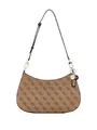 GUESS Noelle II Top Zipper Shoulder Bag Latte Logo/Brown