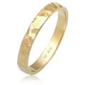 Elli Fingerring Basic Bandring Fein Gehämmert 925 Silber goldfarben 54 mm