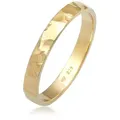 Fingerring ELLI "Basic Bandring Fein Gehämmert 925 Silber" Gr. 54, gold, Fingerringe, Damen, 54mm, ohne Stein, Silber 925 (Sterlingsilber)