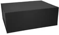 Premium Geschenkbox mit Deckel, faltbar, Geschenkkarton, Magnetbox, Geschenkverpackung für Weihnachten & Geburtstag, Magnetfaltbox, Schwarz matt Naturpapier, 40x30x15cm