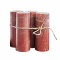 Loberon Kerze 4er Set Homel, durchgefärbt & geruchslos, von Hand gearbeitet, Lange Brenndauer, Adventskerzen, Adventskranz, Stumpenkerzen, Paraffinwachs, rostrot