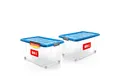 BigDean Aufbewahrungsbox 60 L mit Deckel groß – robuste Stapelbox rollbar mit Klickverschlüssen (Set, 2 St., Aufbewahrungsbox + Deckel + Rollen), Sicher Stapelbar, Platzsparend, Transparent, Rollen, Klickverschlüsse