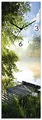 ARTLAND Wanddeko Wanduhr ohne Tickgeräusche Glas Quarzuhr 20x60 cm Rechteckig Lautlos Landschaft Wald Natur See Sonne Urlaub Ländlich T0WD