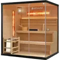 Artsauna Saunakabine Vantaa 175 mit Salzstein - Indoor Sauna 4 Personen - 8kW Ofen, Glasfront, LED Licht, Thermometer & Sanduhr - Komplett Set