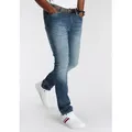 DELMAO Stretch-Jeans "Reed" gerader Beinschnitt, Used-Look-Waschung, niedrige Leibhöhe blau 32