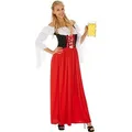 dressforfun Kostüm Frauenkostüm Festdirndl Resi Modell 2, Tailliert gearbeitetes Dirndl mit langem Rock rot|schwarz XL | XL