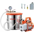 VEVOR 11,36 L Vakuumkammer mit Pumpe, 99 L/min, Edelstahl, Entgasungskammer-Kit, einstufig, Deckel aus gehärtetem Glas, 1,5 m Schlauch, zur Stabil...