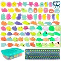 BONNYCO Mochi Squishy Set Mitgebsel Kindergeburtstag Gastgeschenke, 80 Stück Kleine Geschenke für Kinder sie Leuchten im Dunkeln. Mitbringsel Kindergeburtstag Gastgeschenk, Pinata Füllung
