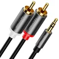deleyCON 3,0m Klinke zu Cinch RCA Kabel 3,5mm Audiokabel Wandler Kabel Handy und Smartphone an HiFi-Receiver 3,5mm AUX Klinke auf Cinch Stecker (Extra Dünn & Flexibel)