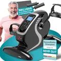 ELONEO 2in1 Arm- und Beintrainer mini Bike Pedaltrainer mit Motor, inkl. Trainingsdisplay, Massage-Handgriffe Anti-Rutschmatte, ideal für Senioren, Mini Heimtrainer schwarz