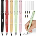 Metall Tintenlose Bleistifte, 5 Stück Tintenloser Bleistift mit Radiergummi, ...