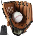 LeapBeast Baseball Handschuhe, Softball Handschuhe mit 1 Ball, Baseball Training Wettbewerb Handschuh Verdicken Dauerhaft Softballhandschuhe für Kinder Erwachsene (Braun, 10,5 Zoll)