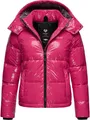 Ragwear Shiny Damen Winterjacke warm aus glänzendem Material mit (Abnehmbarer) Kapuze Roobie YOUMODO Fuchsia Gr. S