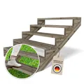 Gartenwelt Riegelsberger Terrassentreppe aus imprägnierter Kiefer – 120 cm breit, 5 Stufen, Gesamthöhe 89 cm – wetterfeste Außentreppe aus Massivholz inkl. Wangen, Bohlen & Schrauben