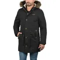 INDICODE IDPulsoor Herren Winterjacke Parka Mantel gefüttert mit Teddy-Futter Fellkapuze Pattentaschen Baumwollmischung Regular fit - Schwarz - L