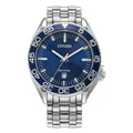 Citizen Eco-Drive Herren-Armband mit blauem Zifferblatt, Silber., Klassisch