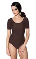 Aquarti Damen Ballett Trikot Kurzarm Gymnastik Tanz-Body, Farbe: Braun, Größe: 40